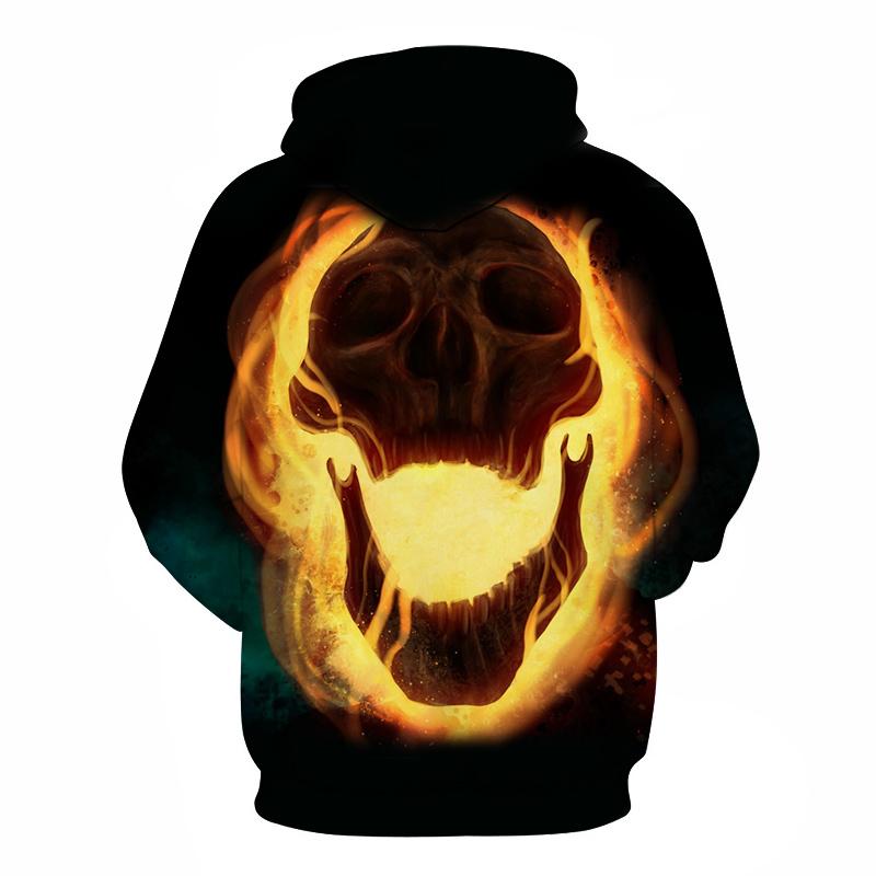 Halloween Devil Burning FireworksSkull 3D Printed Hoodie - Image 2