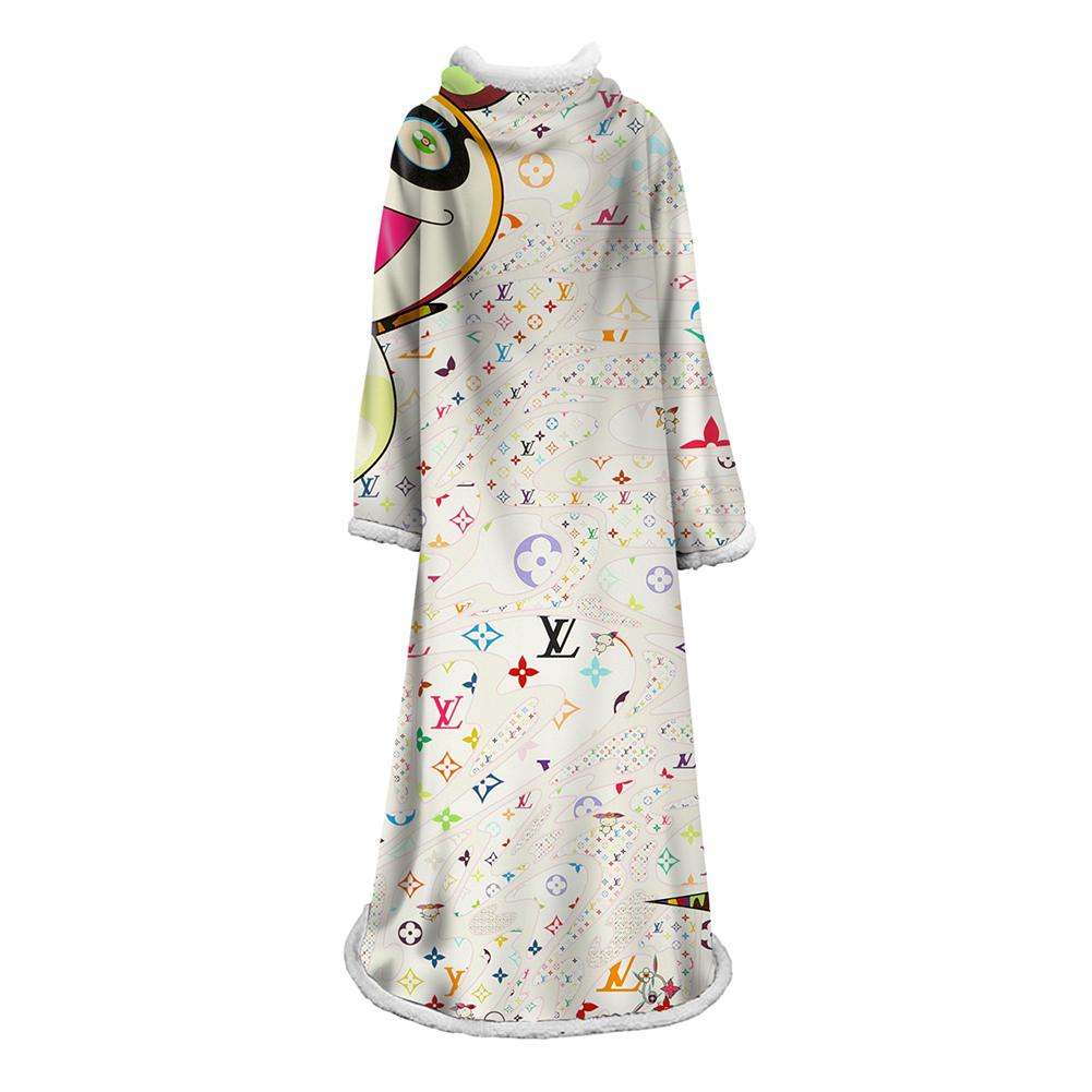 3D Digital Flower Printed Blanket With Sleeves-Cute Cartoon Blanket Robe - Image 5