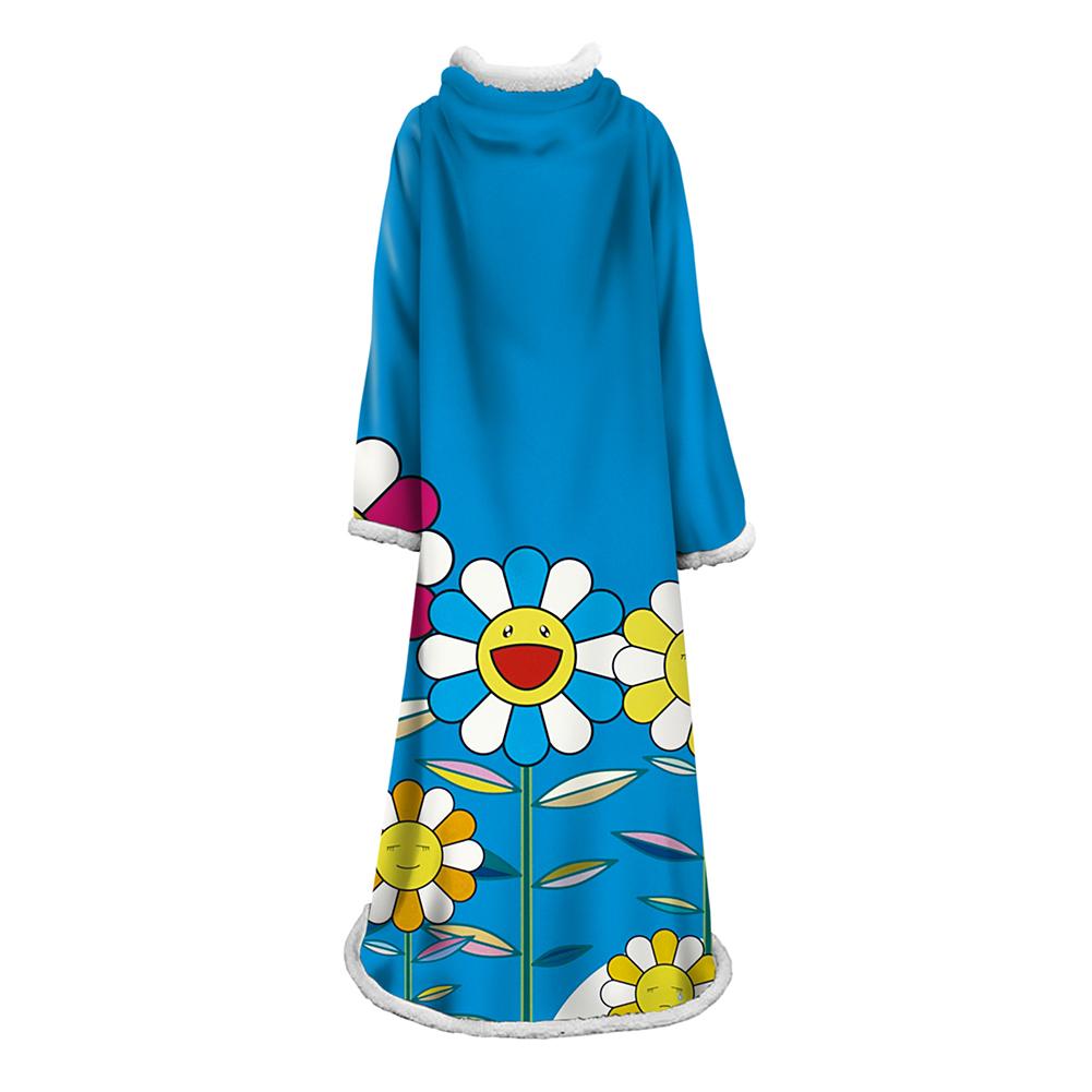 3D Digital Flower Printed Blanket With Sleeves-Cute Cartoon Blanket Robe - Image 27