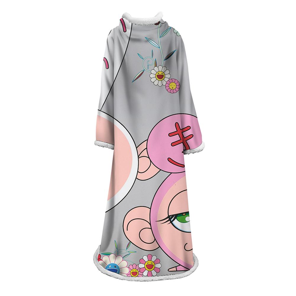 3D Digital Flower Printed Blanket With Sleeves-Cute Cartoon Blanket Robe - Image 37