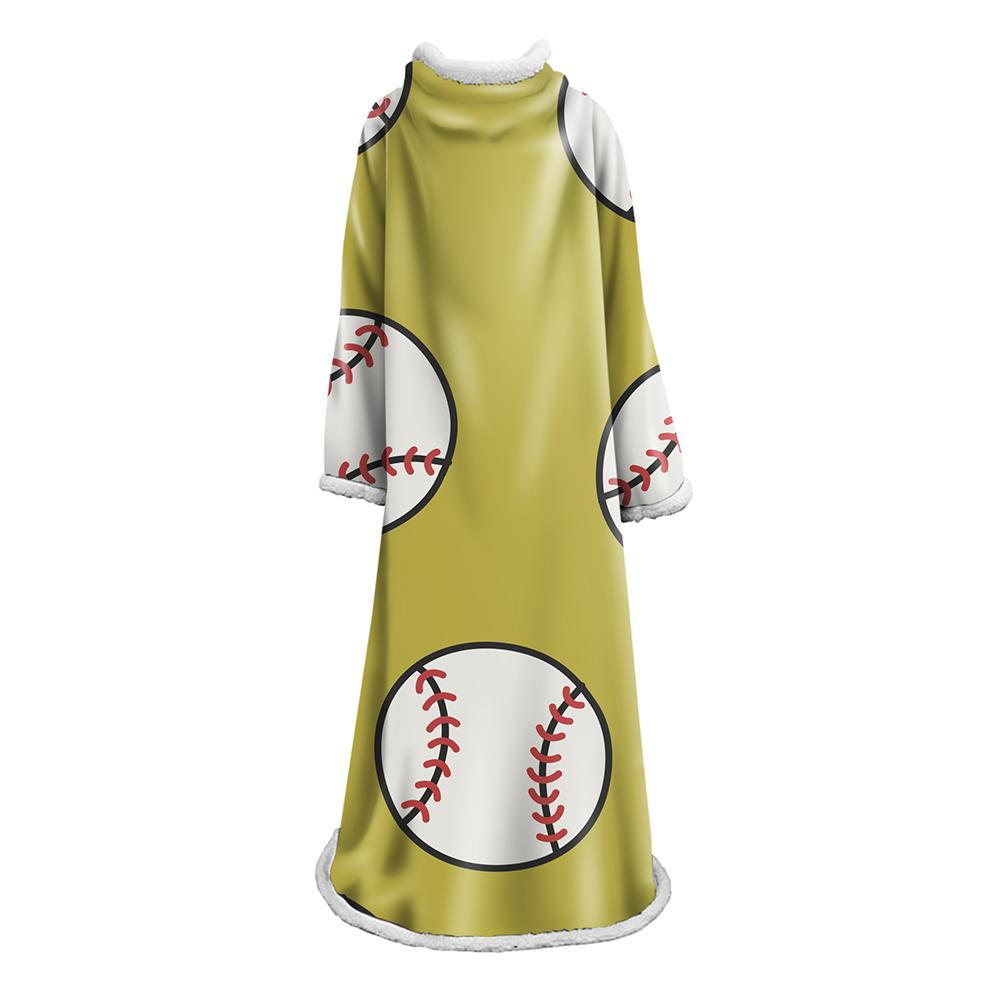 3D Digital Printed Blanket With Sleeves-Baseball Blanket Robe - Image 2