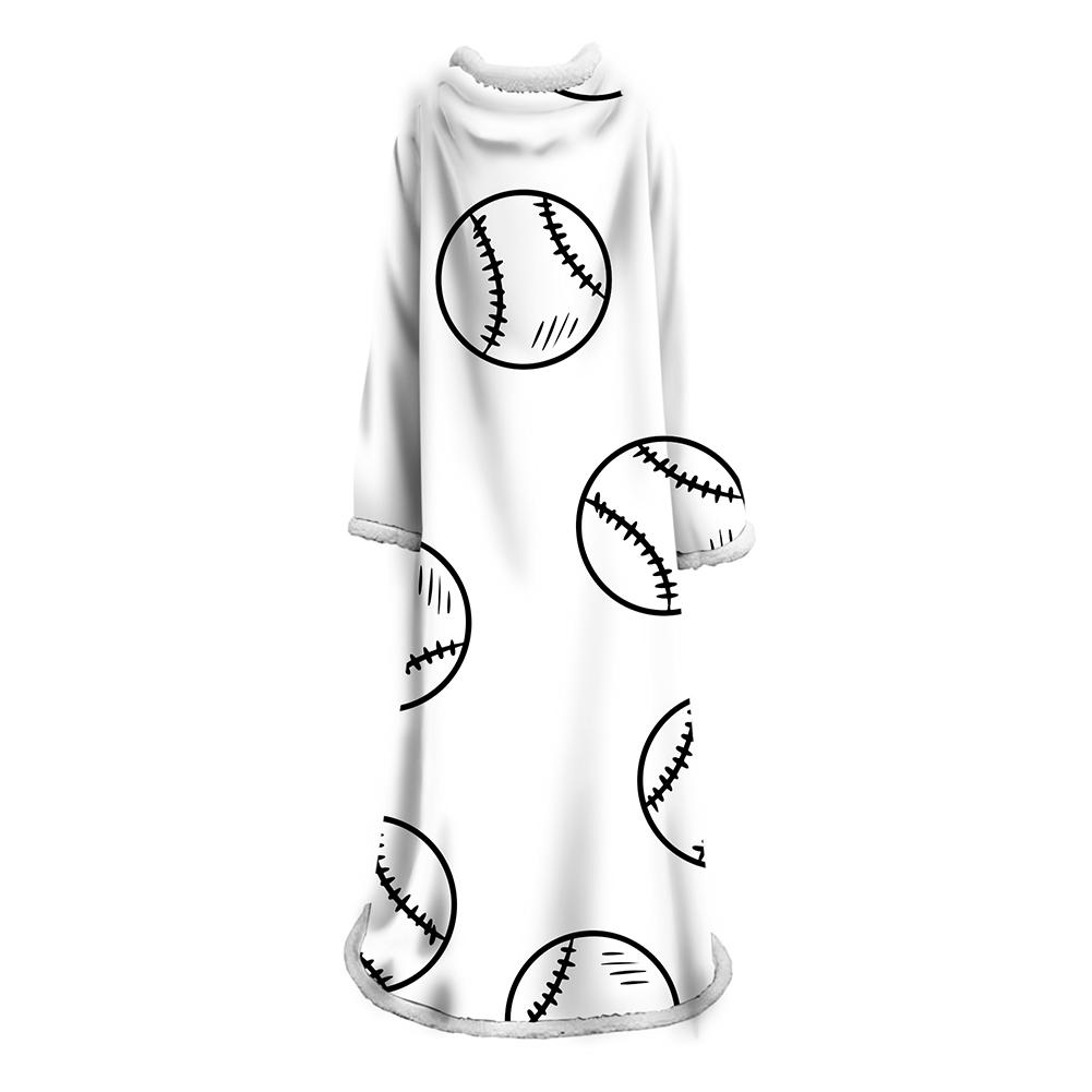 3D Digital Printed Blanket With Sleeves-Baseball Blanket Robe - Image 11