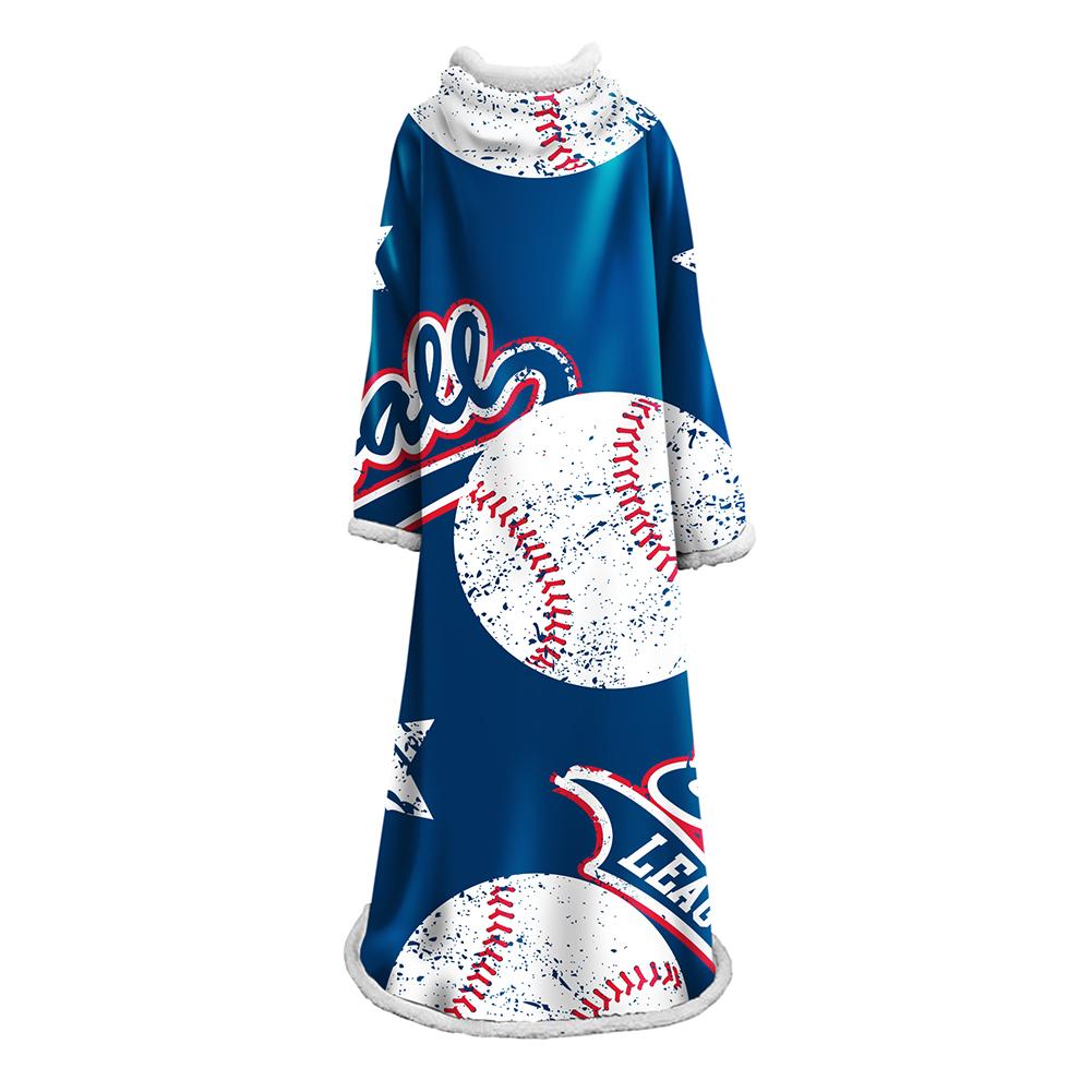 3D Digital Printed Blanket With Sleeves-Baseball Blanket Robe - Image 12