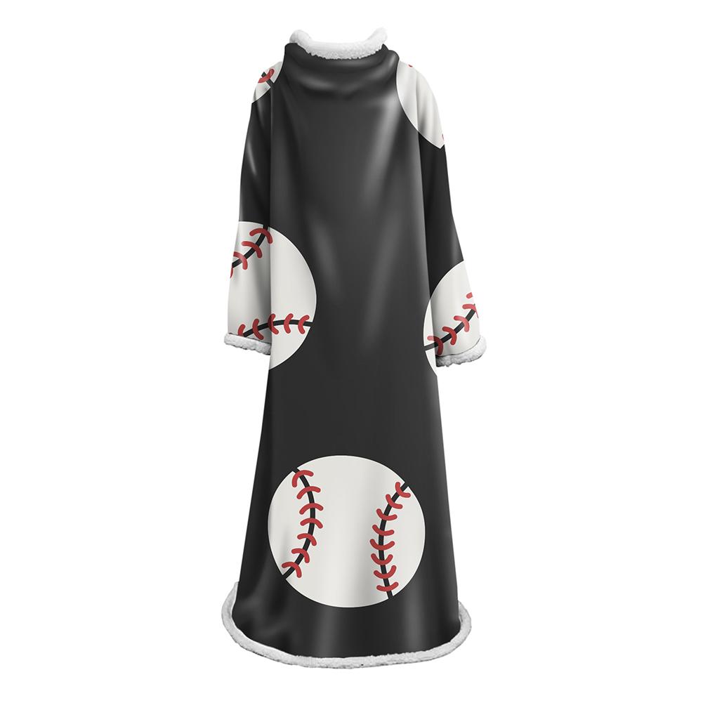 3D Digital Printed Blanket With Sleeves-Baseball Blanket Robe - Image 4