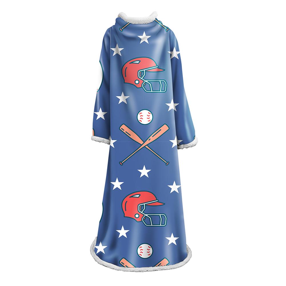 3D Digital Printed Blanket With Sleeves-Baseball Blanket Robe - Image 6