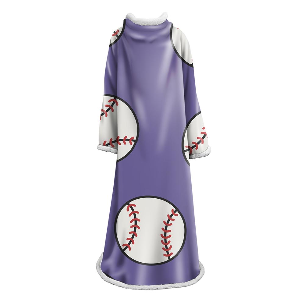 3D Digital Printed Blanket With Sleeves-Baseball Blanket Robe