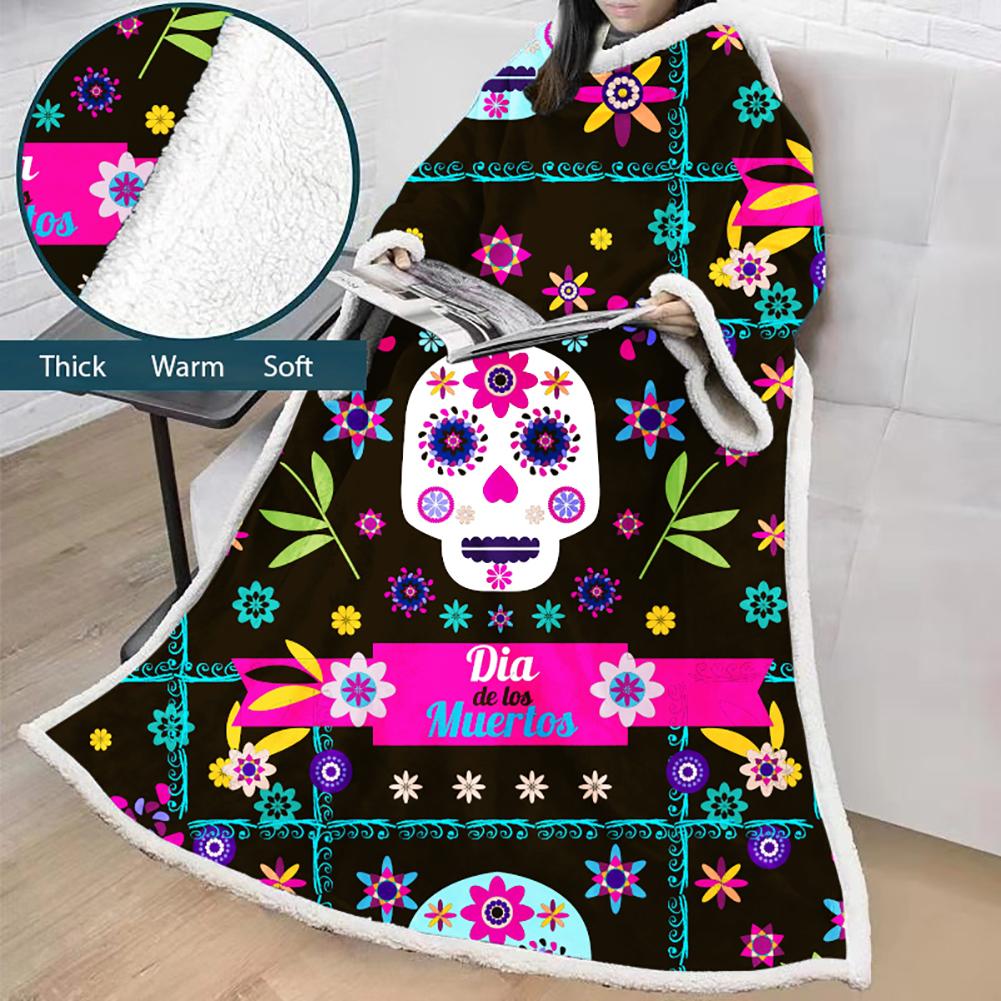 3D Digital Printed Blanket With Sleeves-Blanket Robe Halloween - Image 2