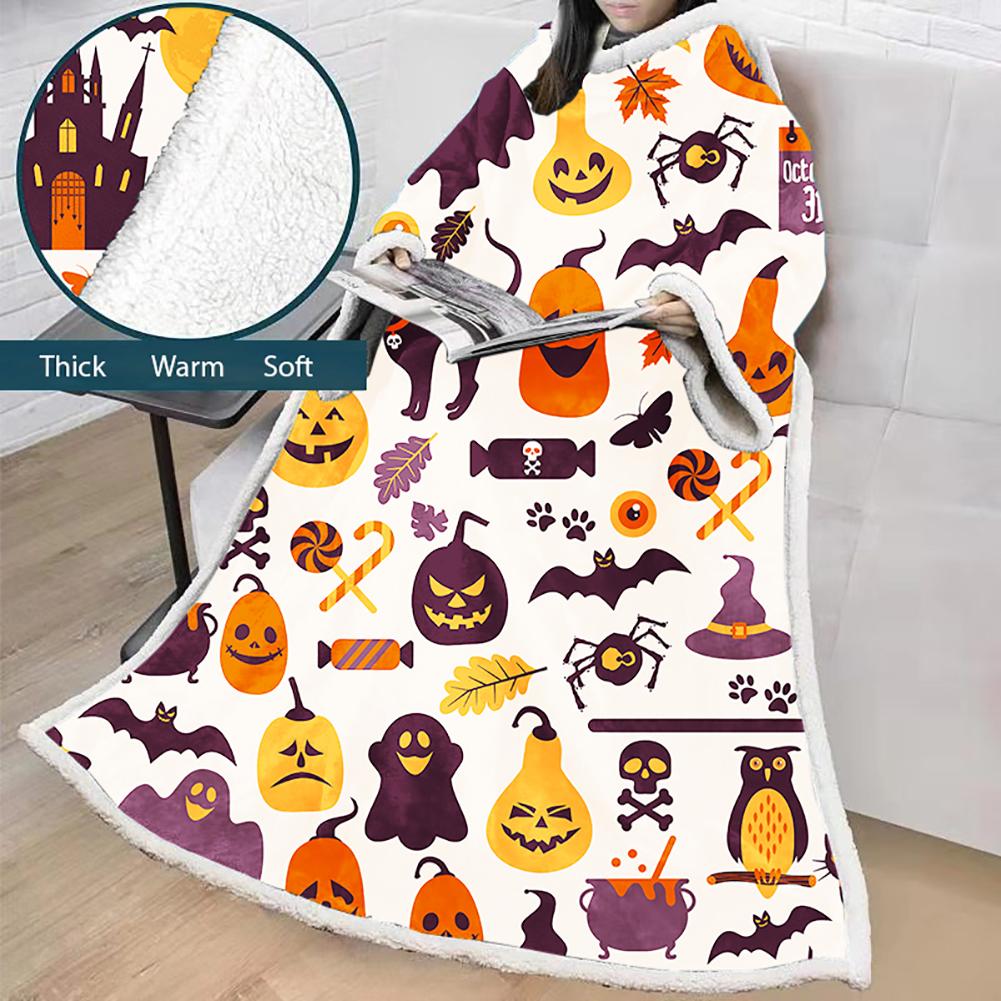 3D Digital Printed Blanket With Sleeves-Blanket Robe Halloween - Image 3