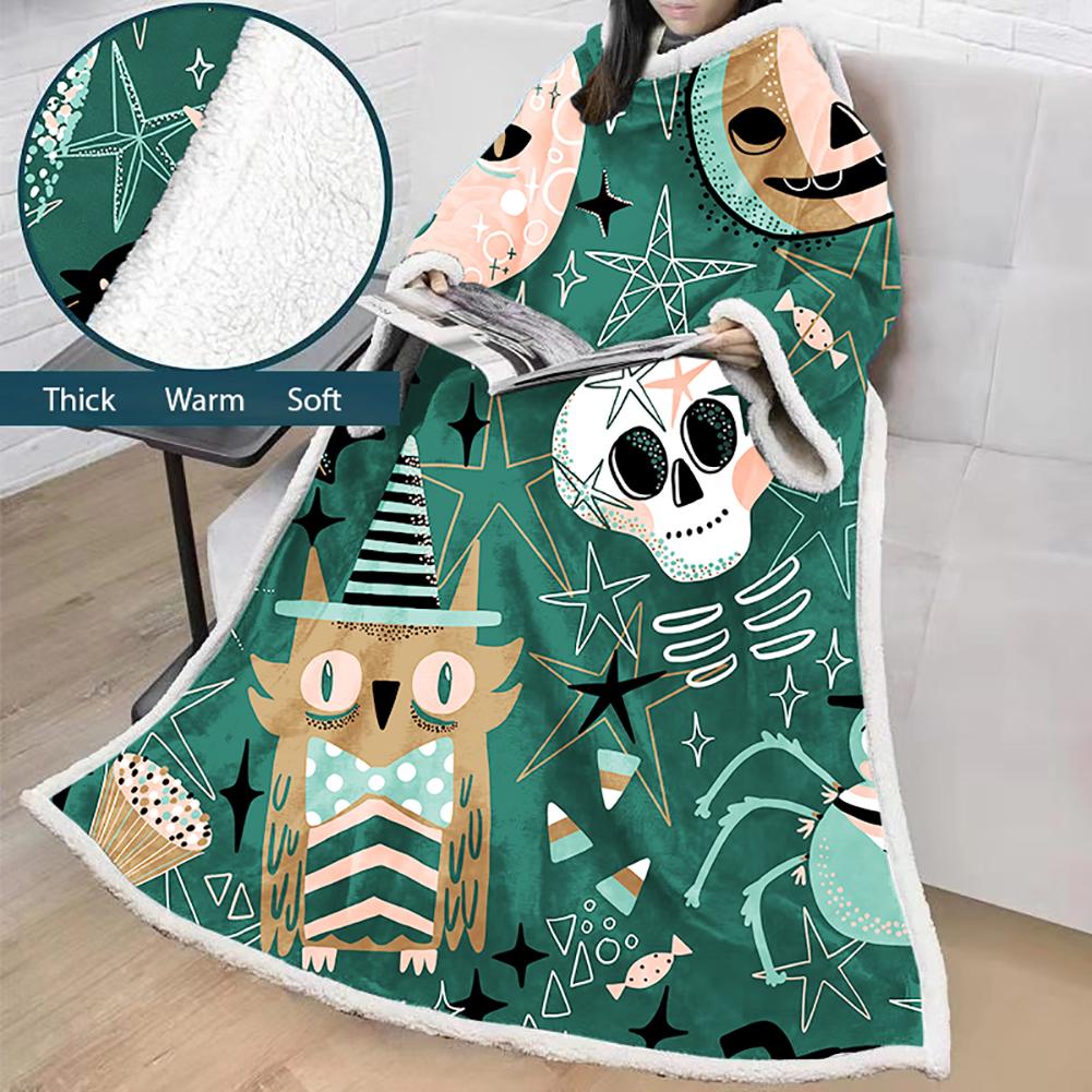 3D Digital Printed Blanket With Sleeves-Blanket Robe Halloween - Image 4
