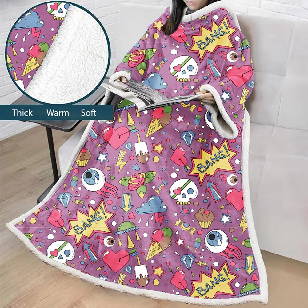 3D Digital Printed Blanket With Sleeves-Blanket Robe Halloween - Image 6
