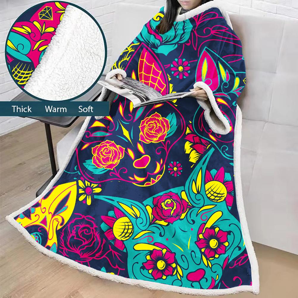 3D Digital Printed Blanket With Sleeves-Blanket Robe Halloween - Image 7