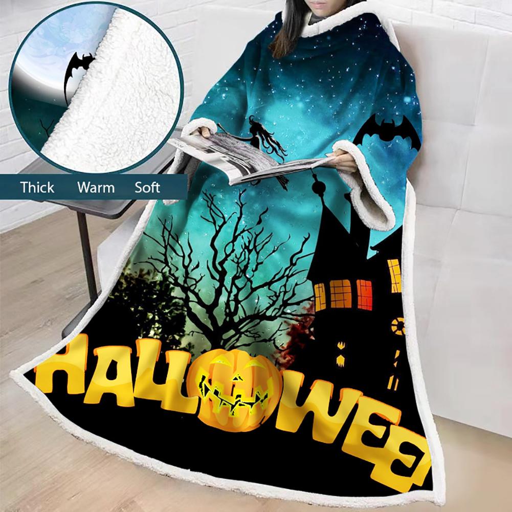 3D Digital Printed Blanket With Sleeves-Blanket Robe Halloween Party - Image 3