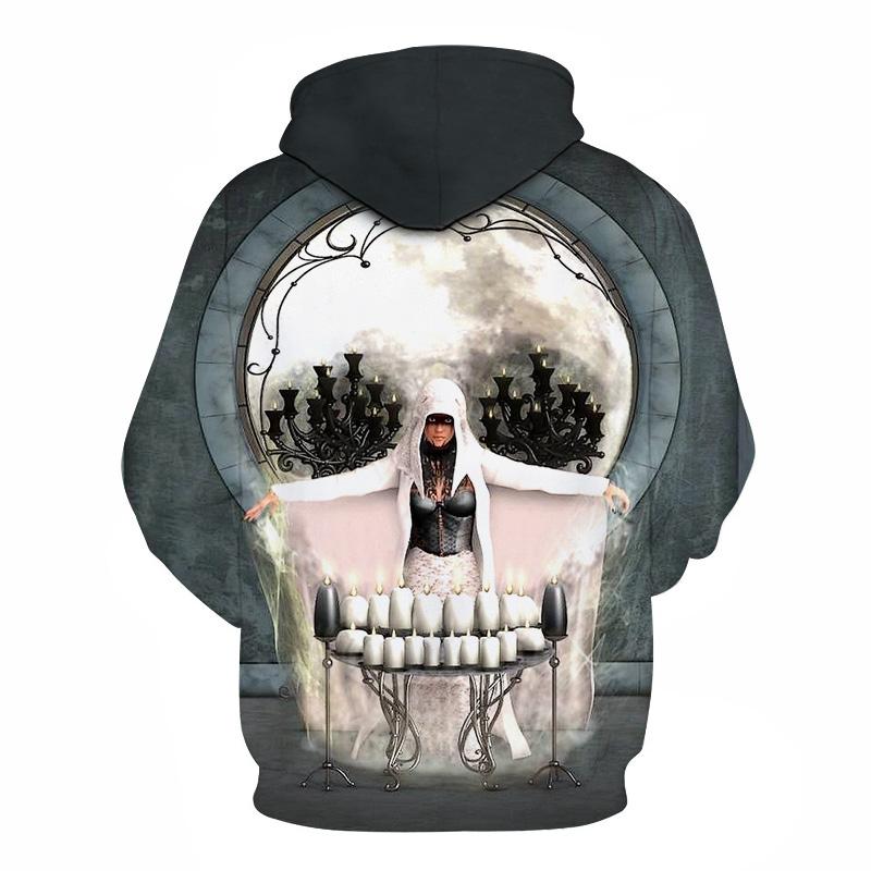 Halloween Devil White Skull 3D Printed Hoodie - Image 2