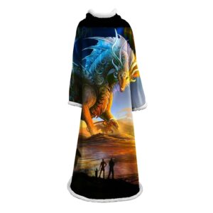 3D Digital Printed Blanket With Sleeves-Peacock Eye Blanket Robe