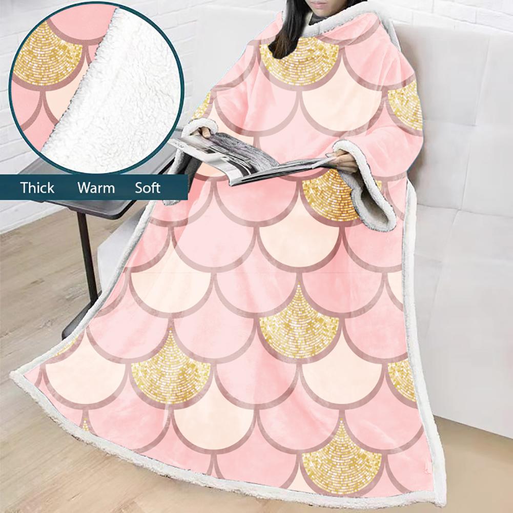 3D Digital Printed Blanket With Sleeves-Scale Blanket Robe - Image 11