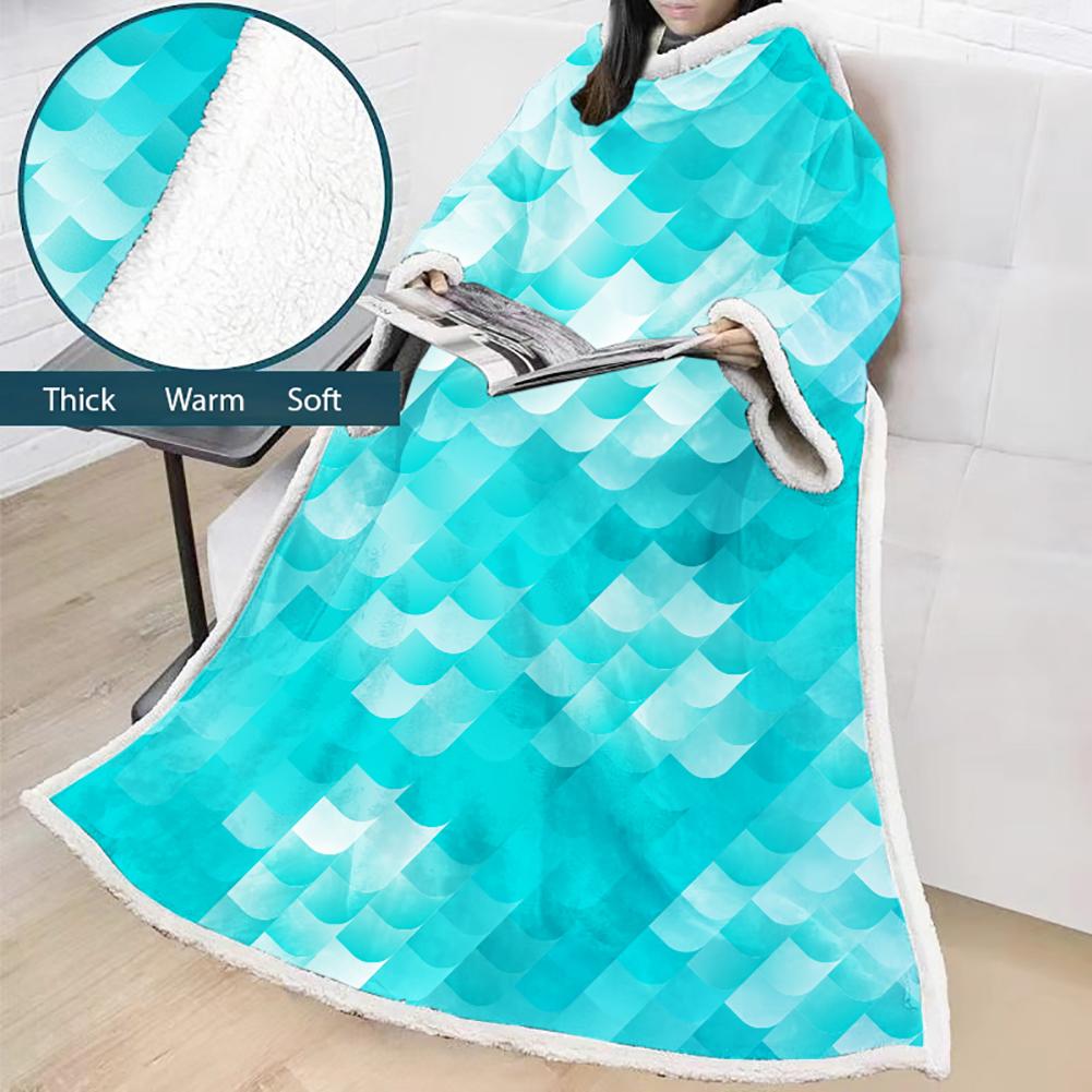 3D Digital Printed Blanket With Sleeves-Scale Blanket Robe - Image 13