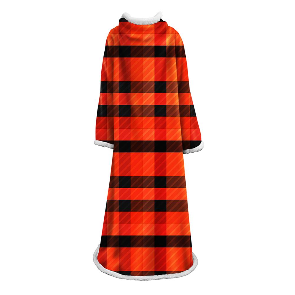 3D Digital Printed Plaid Blanket Robe -Blanket With Sleeves - Image 12