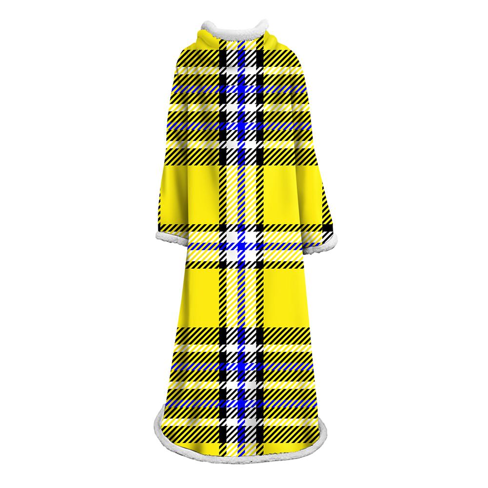 3D Digital Printed Plaid Blanket Robe -Blanket With Sleeves - Image 29