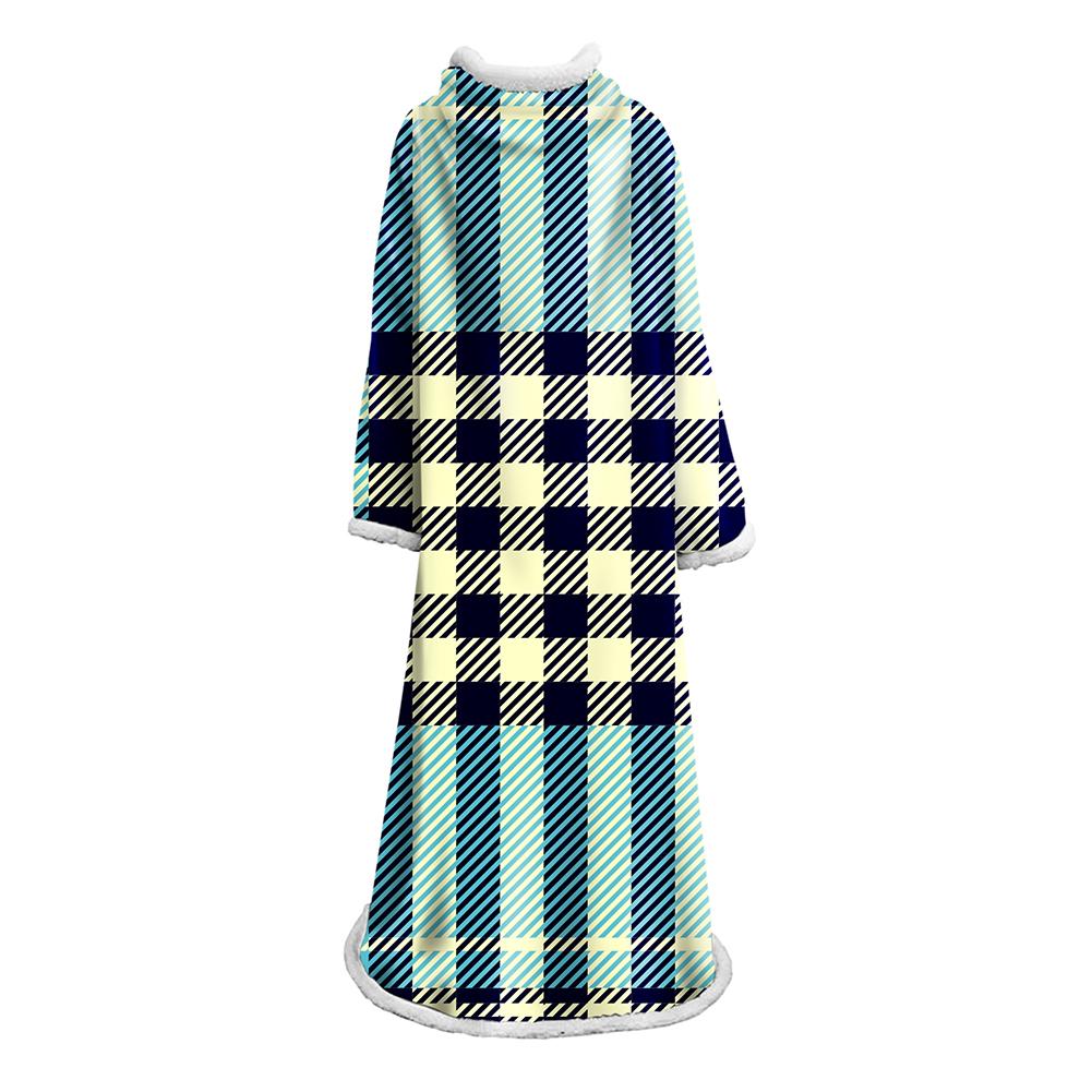 3D Digital Printed Plaid Blanket Robe -Blanket With Sleeves - Image 31