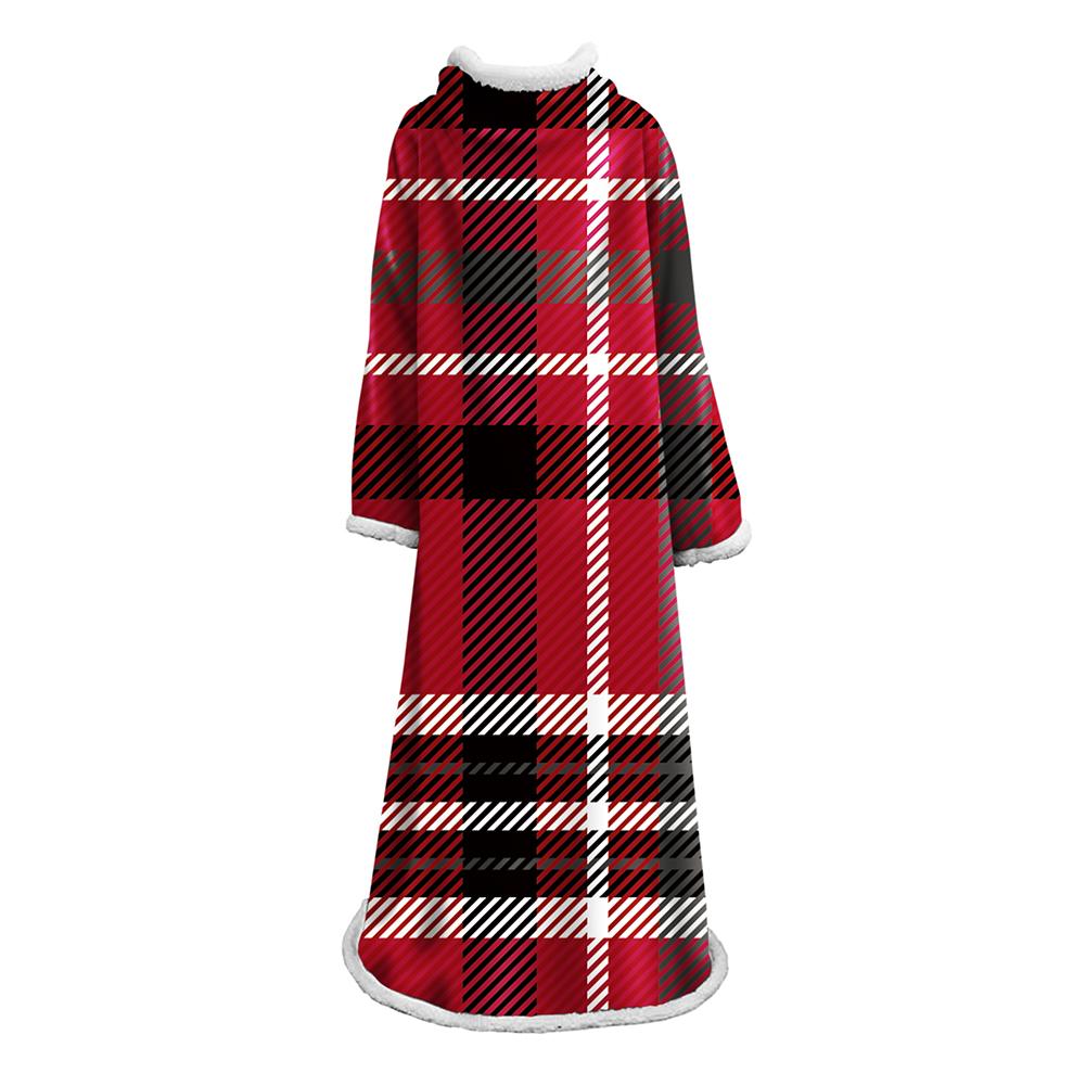 3D Digital Printed Plaid Blanket Robe -Blanket With Sleeves - Image 40
