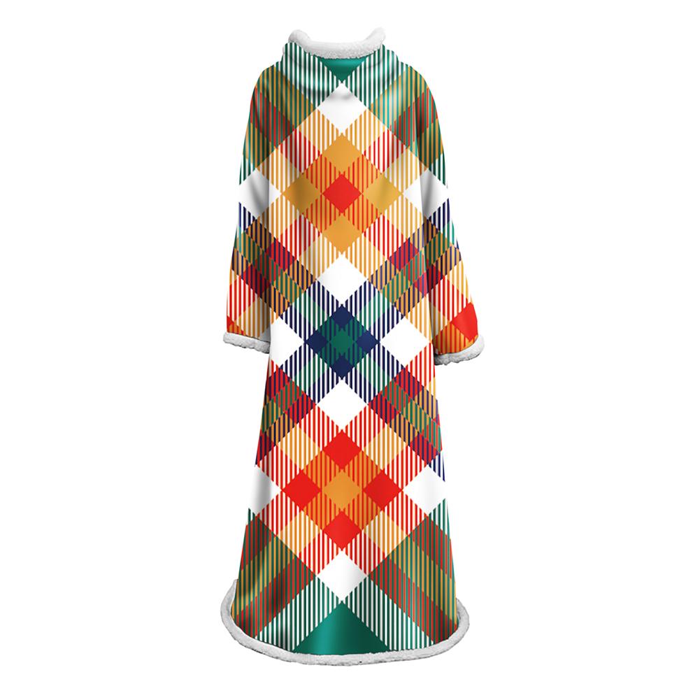 3D Digital Printed Plaid Blanket Robe -Blanket With Sleeves - Image 46