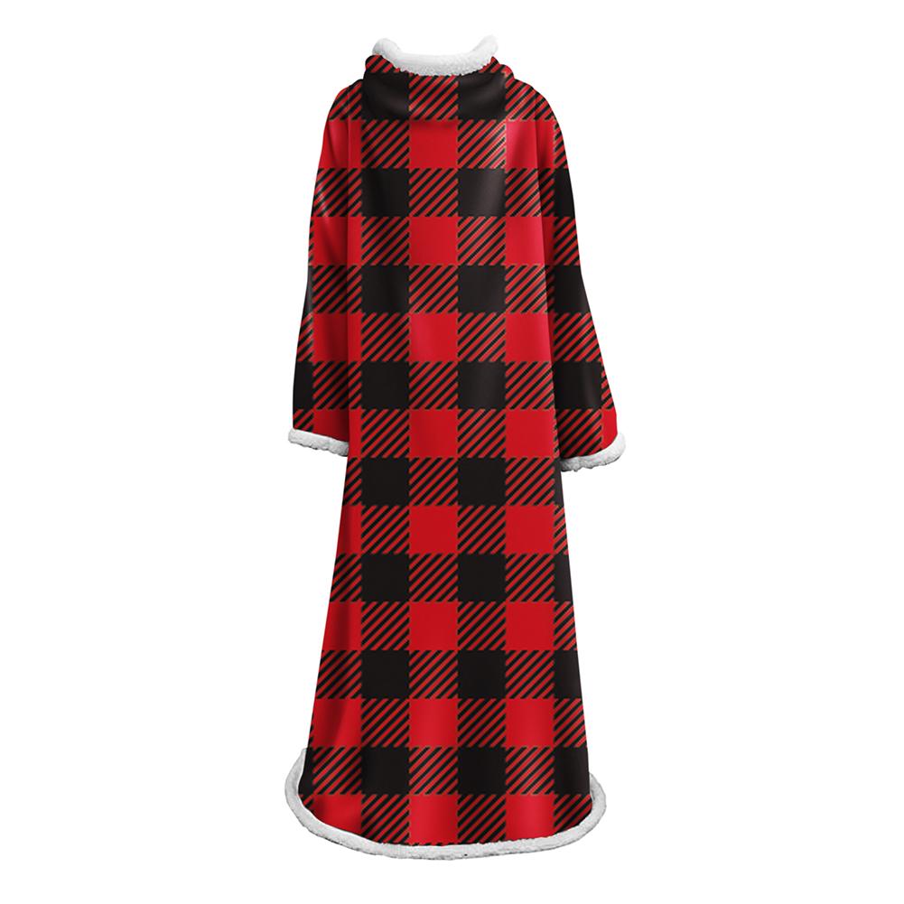 3D Digital Printed Plaid Blanket Robe -Blanket With Sleeves - Image 9