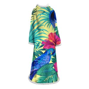 3D Digital Printed Plants Blanket With Sleeves-Leaves Blanket Robe