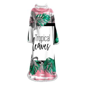 3D Digital Printed Plants Blanket With Sleeves-Leaves Blanket Robe