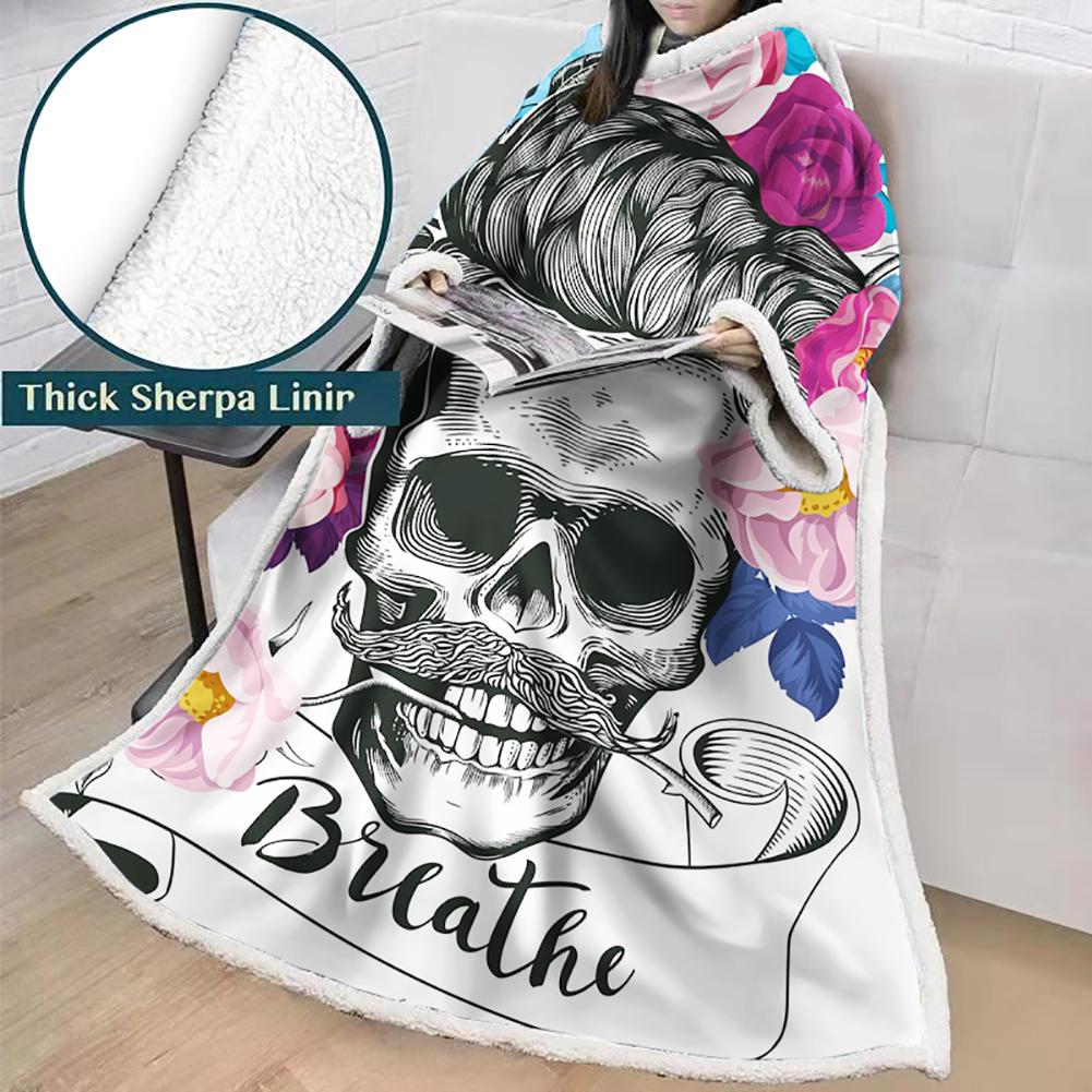 3D Digital Printed Skull Blanket With Sleeves-Horror Blanket Robe - Image 20