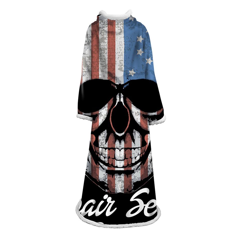 3D Digital Printed Skull Blanket With Sleeves-Horror Blanket Robe - Image 31