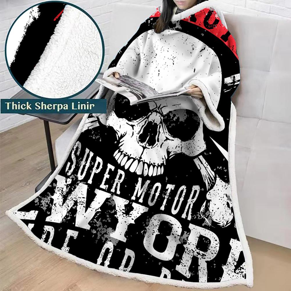 3D Digital Printed Skull Blanket With Sleeves-Horror Blanket Robe - Image 36