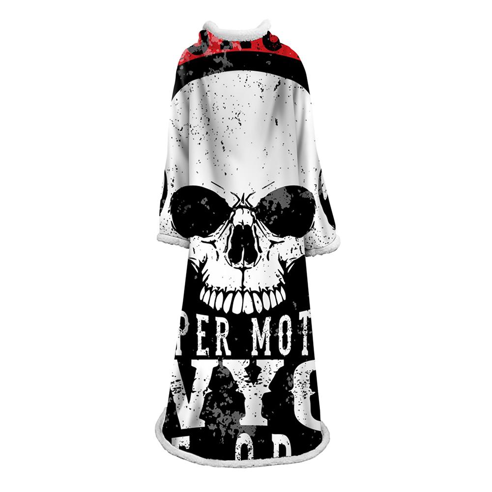 3D Digital Printed Skull Blanket With Sleeves-Horror Blanket Robe - Image 37