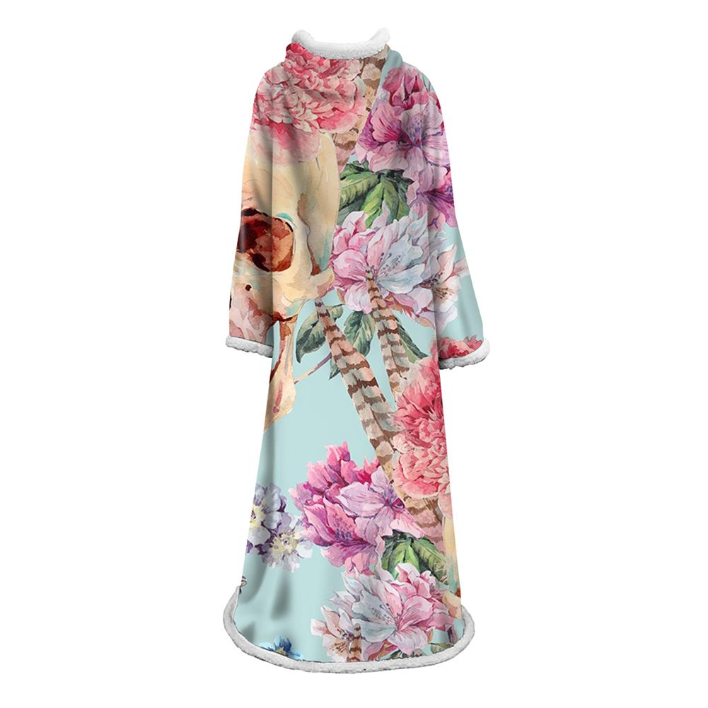 3D Digital Printed Skull Blanket With Sleeves-Horror Blanket Robe - Image 6