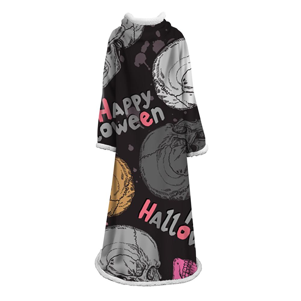3D Digital Printed Skull Blanket With Sleeves-Horror Blanket Robe - Image 32