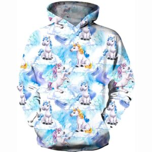 3D Print Realistic Unicorn Pullover Hoodie Hooded Sweatshirt for Kids