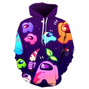 3D Printed Casual Zipper Hoodie - Among Us Loose Pullover