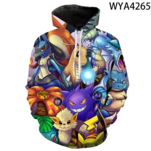 3D Printing Fashion Pokemon Hoodies - Cartoon Anime Sweatshirt Pullover