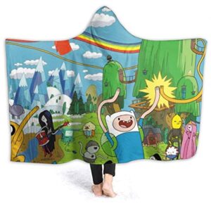 Adventure Time Hooded Blanket - Soft and Warm Flannel Fluffy Wearable Hooded Blanket