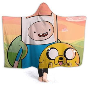 Adventure Time Hooded Blanket - Soft and Warm Flannel Fluffy Wearable Hooded Blanket