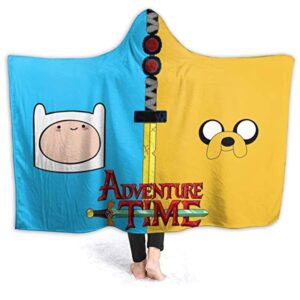 Adventure Time Hooded Blanket - Soft and Warm Flannel Fluffy Wearable Hooded Blanket