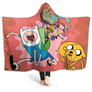 Adventure Time Hooded Blanket - Soft and Warm Flannel Fluffy Wearable Hooded Blanket