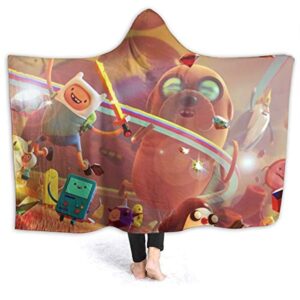 Adventure Time Hooded Blanket - Soft and Warm Flannel Fluffy Wearable Hooded Blanket
