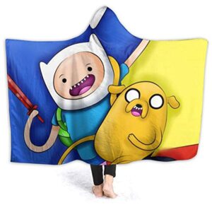 Adventure Time Hooded Blanket - Soft and Warm Flannel Fluffy Wearable Hooded Blanket