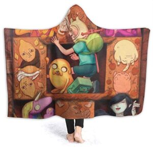Adventure Time Hooded Blanket - Soft and Warm Flannel Fluffy Wearable Hooded Blanket