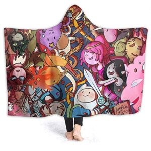 Adventure Time Hooded Blanket - Soft and Warm Flannel Fluffy Wearable Hooded Blanket