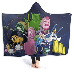 Adventure Time Hooded Blanket - Soft and Warm Flannel Fluffy Wearable Hooded Blanket
