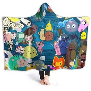 Adventure Time Hooded Blanket - Soft and Warm Flannel Fluffy Wearable Hooded Blanket