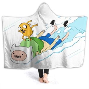 Adventure Time Hooded Blanket - Soft and Warm Flannel Fluffy Wearable Hooded Blanket