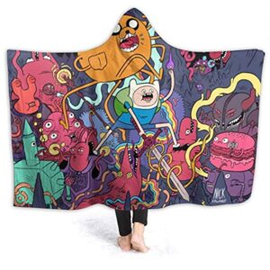 Adventure Time Hooded Blanket - Soft and Warm Flannel Fluffy Wearable Hooded Blanket