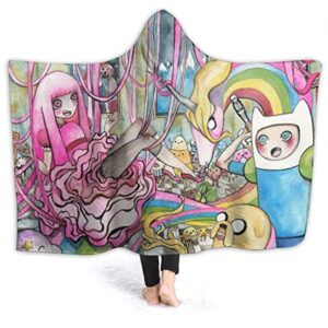 Adventure Time Hooded Blanket - Soft and Warm Flannel Fluffy Wearable Hooded Blanket